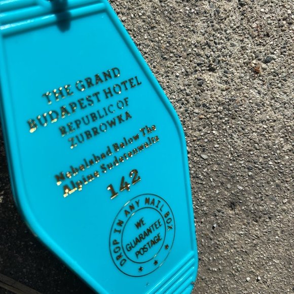 Teal and Gold lettered Grand Budapest Hotel Inspired Keytag - Picture 1 of 1